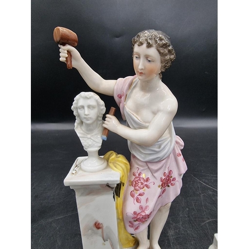 1601 - A pair of Continental porcelain figures, emblematic of the muses, 20.5cm high.