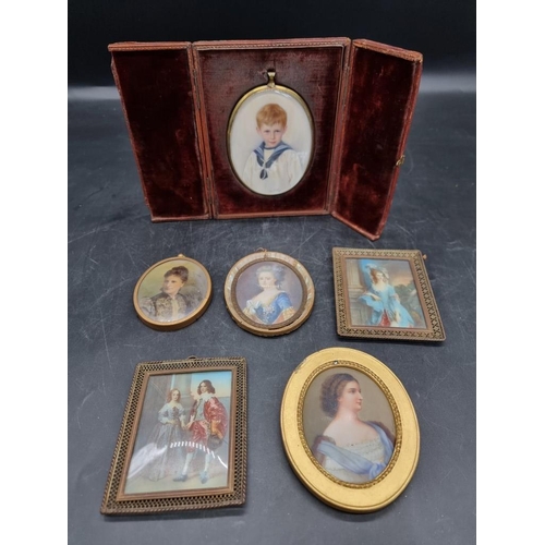 1603 - A small group of portrait miniatures, largest 8.2 x 6.2cm. (4)