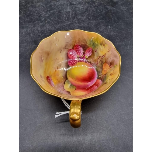 1604 - A Royal Worcester fruit painted cabinet cup and saucer, circa 1926, the cup painted by H G Mose... 