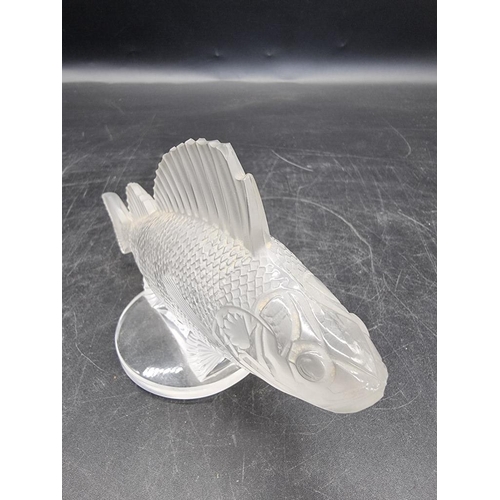 1610 - An R Lalique 'Perche' frosted glass car mascot, 16cm, (chips).