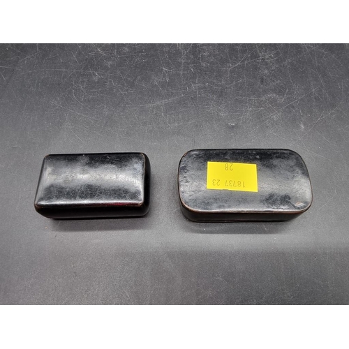 1632 - Two Victorian papier-mache snuff boxes, largest 7cm wide.