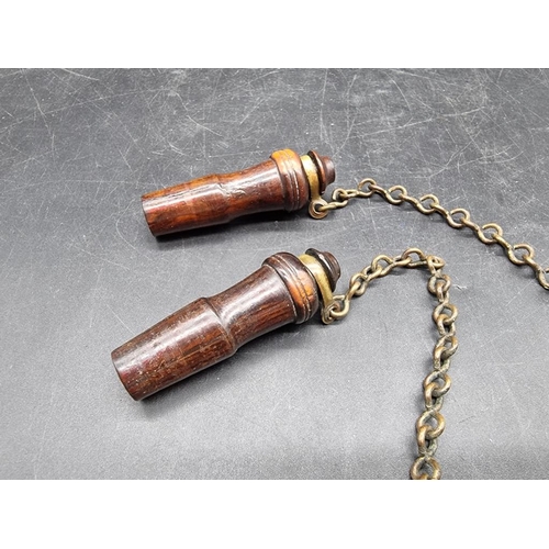 1637 - Two 19th century treen whistles.