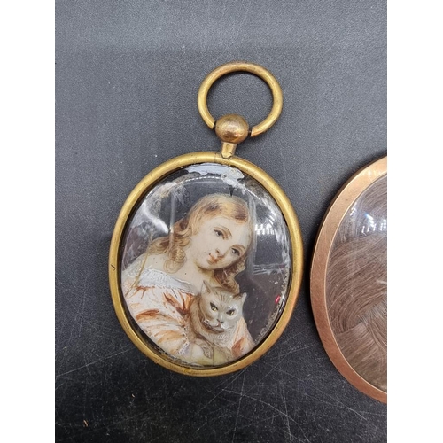 1644 - English School, early 19th century, head and shoulders portrait miniature of a young girl, on ivory ... 