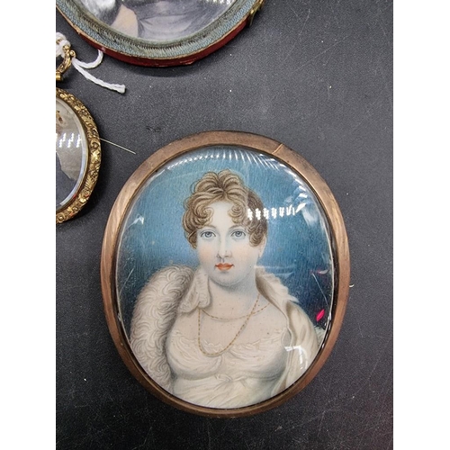 1646 - WITHDRAWN: English School, early 19th century, half length portrait miniature of Miss Fisher, inscri... 