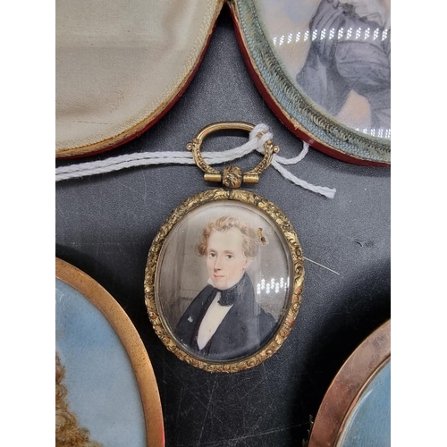 1646 - WITHDRAWN: English School, early 19th century, half length portrait miniature of Miss Fisher, inscri... 