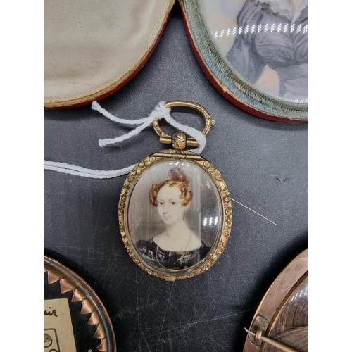 1646 - WITHDRAWN: English School, early 19th century, half length portrait miniature of Miss Fisher, inscri... 