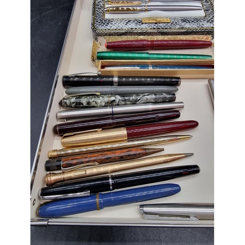 1649 - A collection of vintage pens and similar, to include a boxed S J Dupont example.