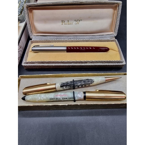 1649 - A collection of vintage pens and similar, to include a boxed S J Dupont example.