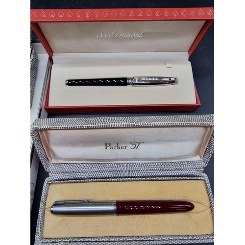 1649 - A collection of vintage pens and similar, to include a boxed S J Dupont example.