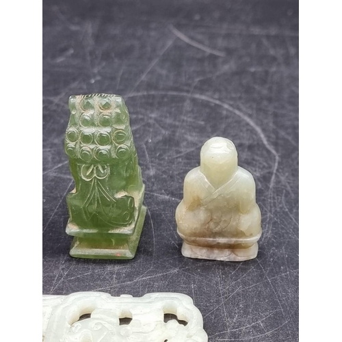 1663 - A small collection of Chinese jade and soapstone; together with a metal Buddha. (7)