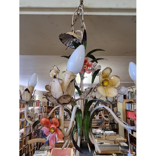 1696 - A painted five branch ceiling light, 46cm high, with original rose. 