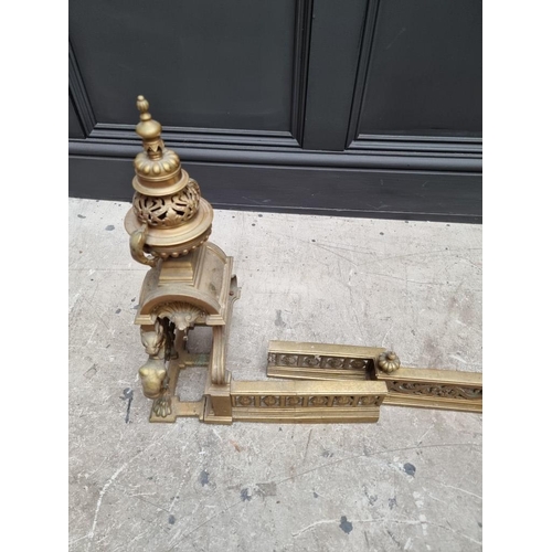 1715 - A baroque style cast brass adjustable fire kerb or fender, maximum approx 140cm.