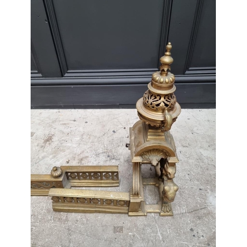 1715 - A baroque style cast brass adjustable fire kerb or fender, maximum approx 140cm.