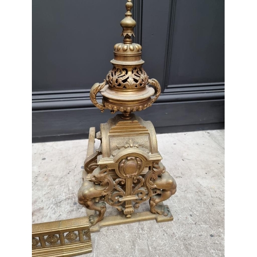 1715 - A baroque style cast brass adjustable fire kerb or fender, maximum approx 140cm.