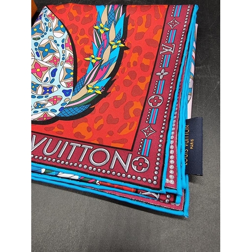 1717 - Louis Vuitton: a 'Bestiary' pattern silk scarf, No: M76665, with original box, tag, tissue and ribbo... 