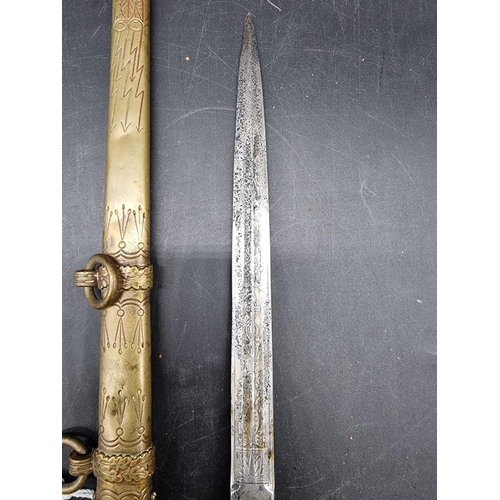 1736 - A German Word War II Kriegsmarine officer's dagger and sheath, second model, by Carl Eickhorn, the R... 