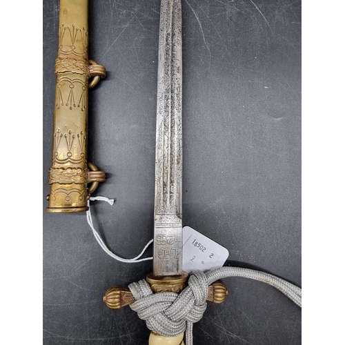 1736 - A German Word War II Kriegsmarine officer's dagger and sheath, second model, by Carl Eickhorn, the R... 