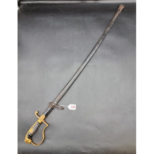 1738 - A German World War II Wehrmacht army officer's sword and scabbard, by Puma Solingen, with 83.5cm bla... 