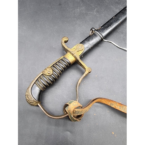 1739 - A German World War II officer's sword and scabbard, by Weyersberg, Kirschbaum & Cie, with 80.5cm... 