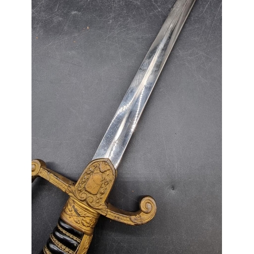 1739 - A German World War II officer's sword and scabbard, by Weyersberg, Kirschbaum & Cie, with 80.5cm... 