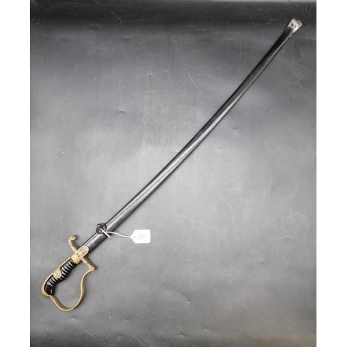 1740 - A German World War II army officer's sword and steel scabbard, having 82cm blade.