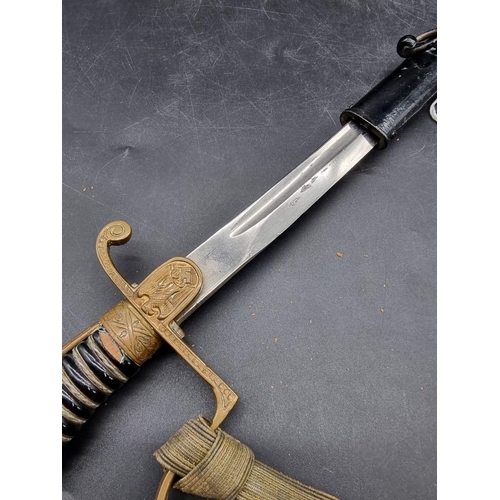 1741 - A German World War II Wehrmacht army officer's sword and scabbard, by F W Holler Solingen, with 77.5... 