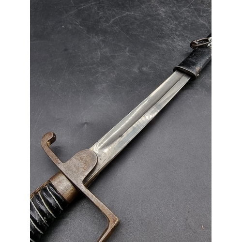 1744 - A German World War II army NCO's sword and scabbard, with 77.5cm blade.