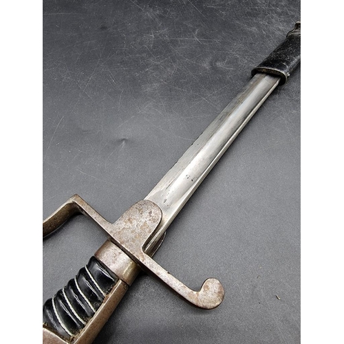 1744 - A German World War II army NCO's sword and scabbard, with 77.5cm blade.