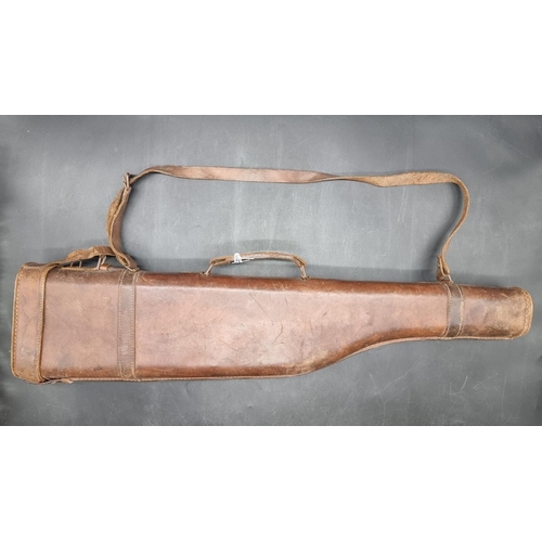 1745 - A leather leg of mutton gun case, 74.5cm long.