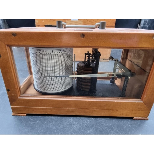 1746 - A German World War II 'Lufft' barograph, in pine fitted box.