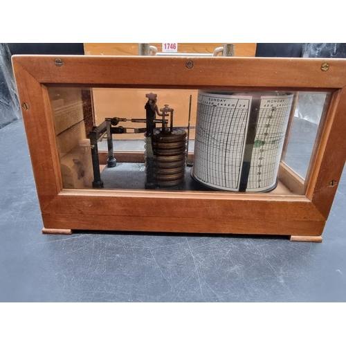 1746 - A German World War II 'Lufft' barograph, in pine fitted box.