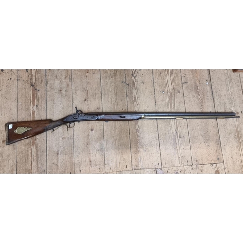 1747 - An antique percussion musket, with 89cm octagonal steel barrel, overall length 130cm.... 