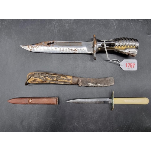 1757 - A British military SA-80 bayonet; together with a William Rogers stiletto dagger and leather sheath,... 