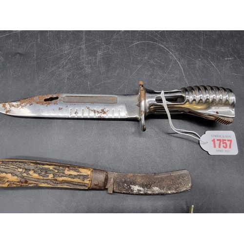 1757 - A British military SA-80 bayonet; together with a William Rogers stiletto dagger and leather sheath,... 