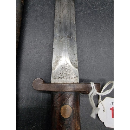 1765 - A Victorian British Army 1888 MkII Lee Metford bayonet and scabbard, by Wilkinson Sword, the 30cm bl... 