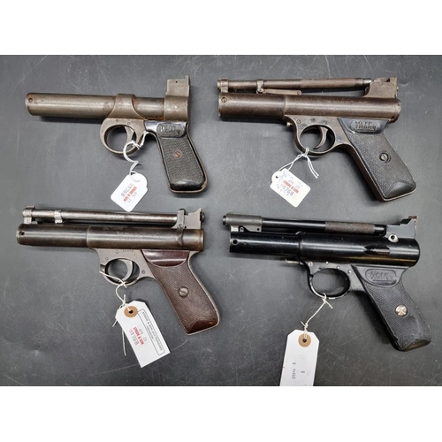 1768 - Four Webley pistols, comprising: a Webley Senior, .22 cal, serial No S16986; a Webley Junior, .... 