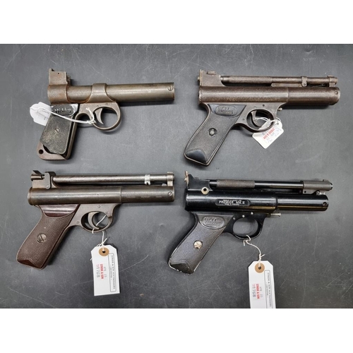 1768 - Four Webley pistols, comprising: a Webley Senior, .22 cal, serial No S16986; a Webley Junior, .... 