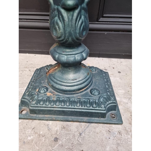 1780 - A green painted cast iron pedestal post box, 107cm high.