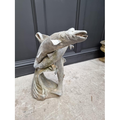 1781 - A lead salmon water feature, 63.5cm high.