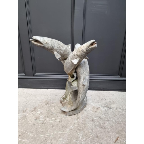 1781 - A lead salmon water feature, 63.5cm high.