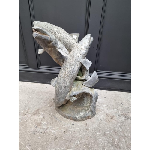 1781 - A lead salmon water feature, 63.5cm high.