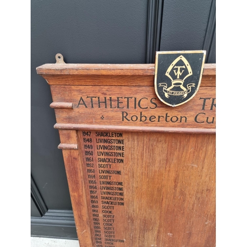 1796 - A vintage oak 'Athletics Trophy' board, 95 x 64cm. 