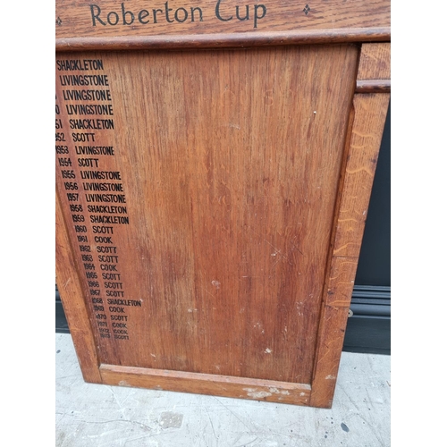 1796 - A vintage oak 'Athletics Trophy' board, 95 x 64cm. 