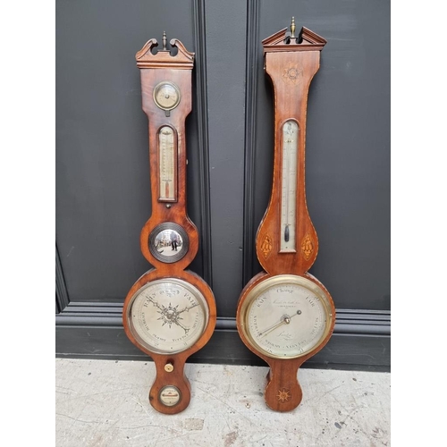 1802 - Two antique mahogany banjo barometers.