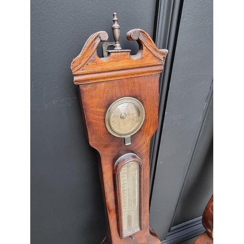 1802 - Two antique mahogany banjo barometers.