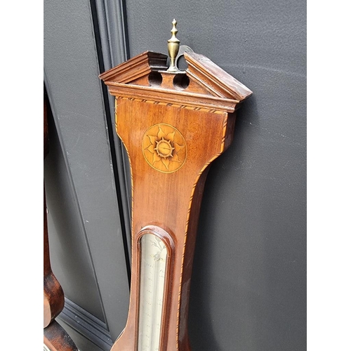 1802 - Two antique mahogany banjo barometers.