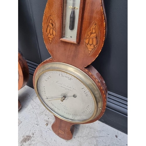 1802 - Two antique mahogany banjo barometers.