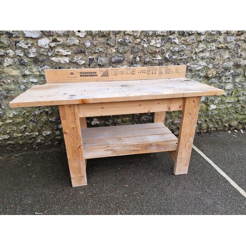 1804 - An Irving pine work bench, 183cm wide x 88cm high.