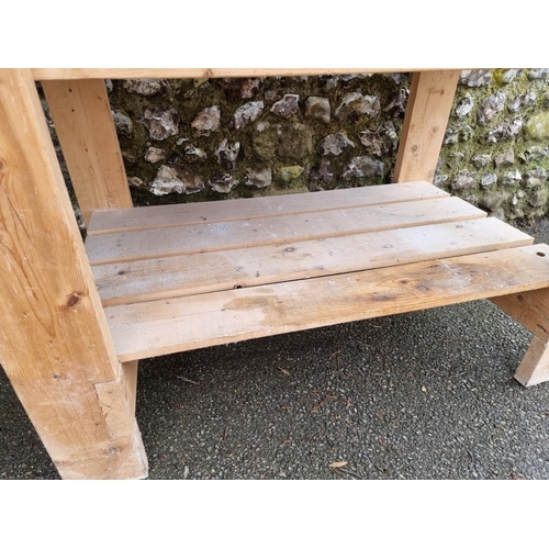 1804 - An Irving pine work bench, 183cm wide x 88cm high.