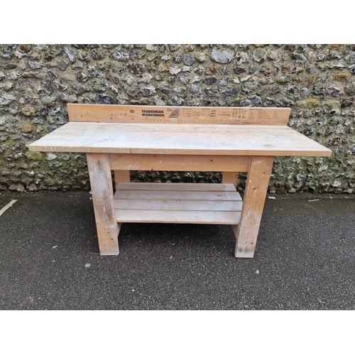 1805 - An Irving pine work bench, 183cm wide x 88cm high.